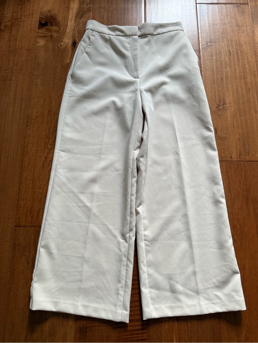 Zara Cream Wide-Leg Trousers
